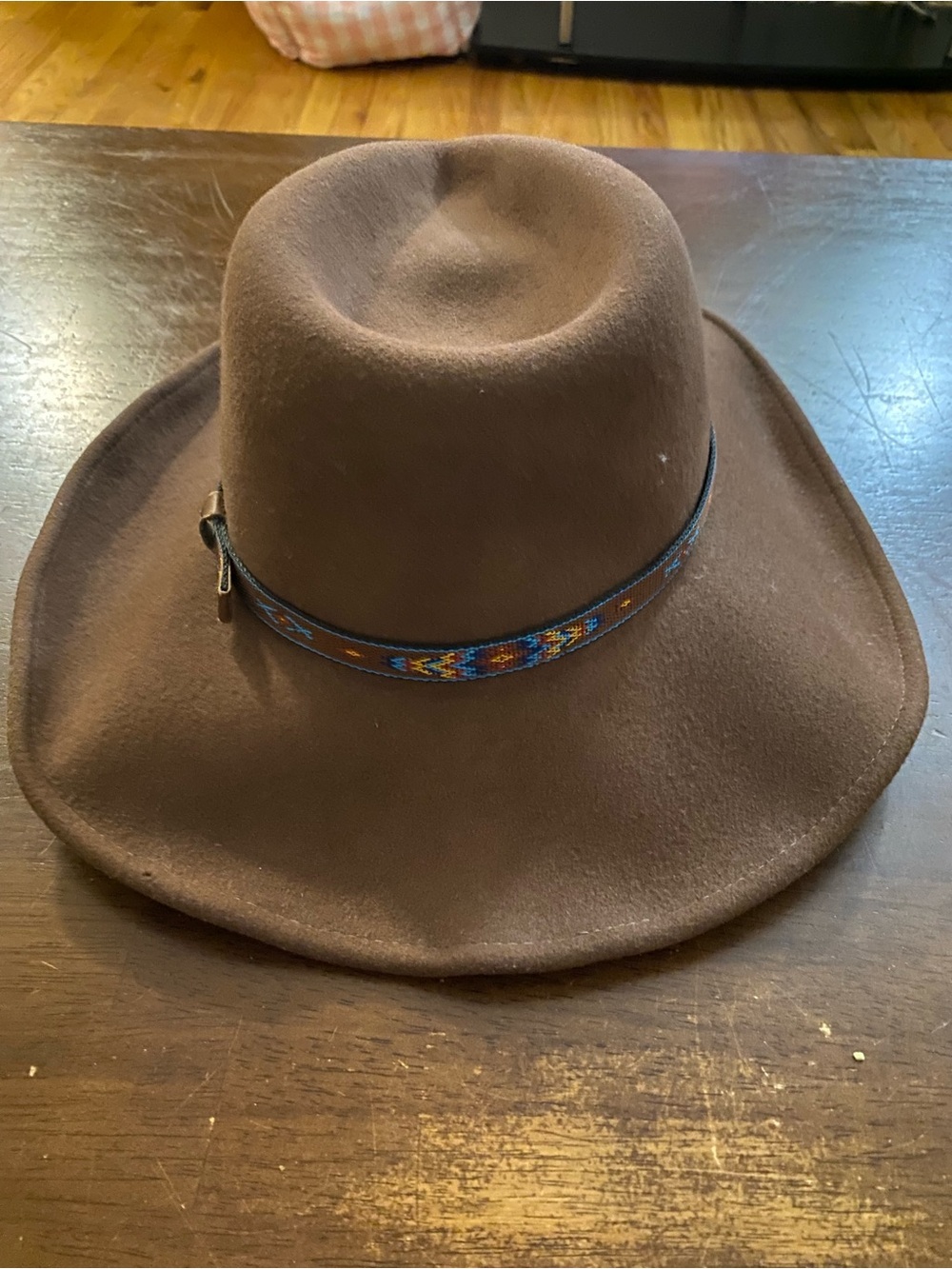 LA made Chocolate Brown Felt Western Hat with Beaded Band
